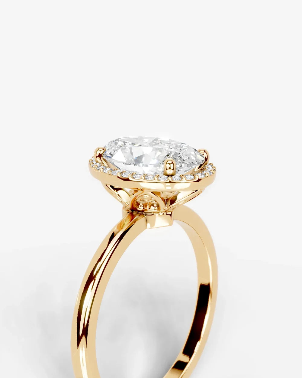2 Carat Lab Grown Oval Diamond Halo Ring