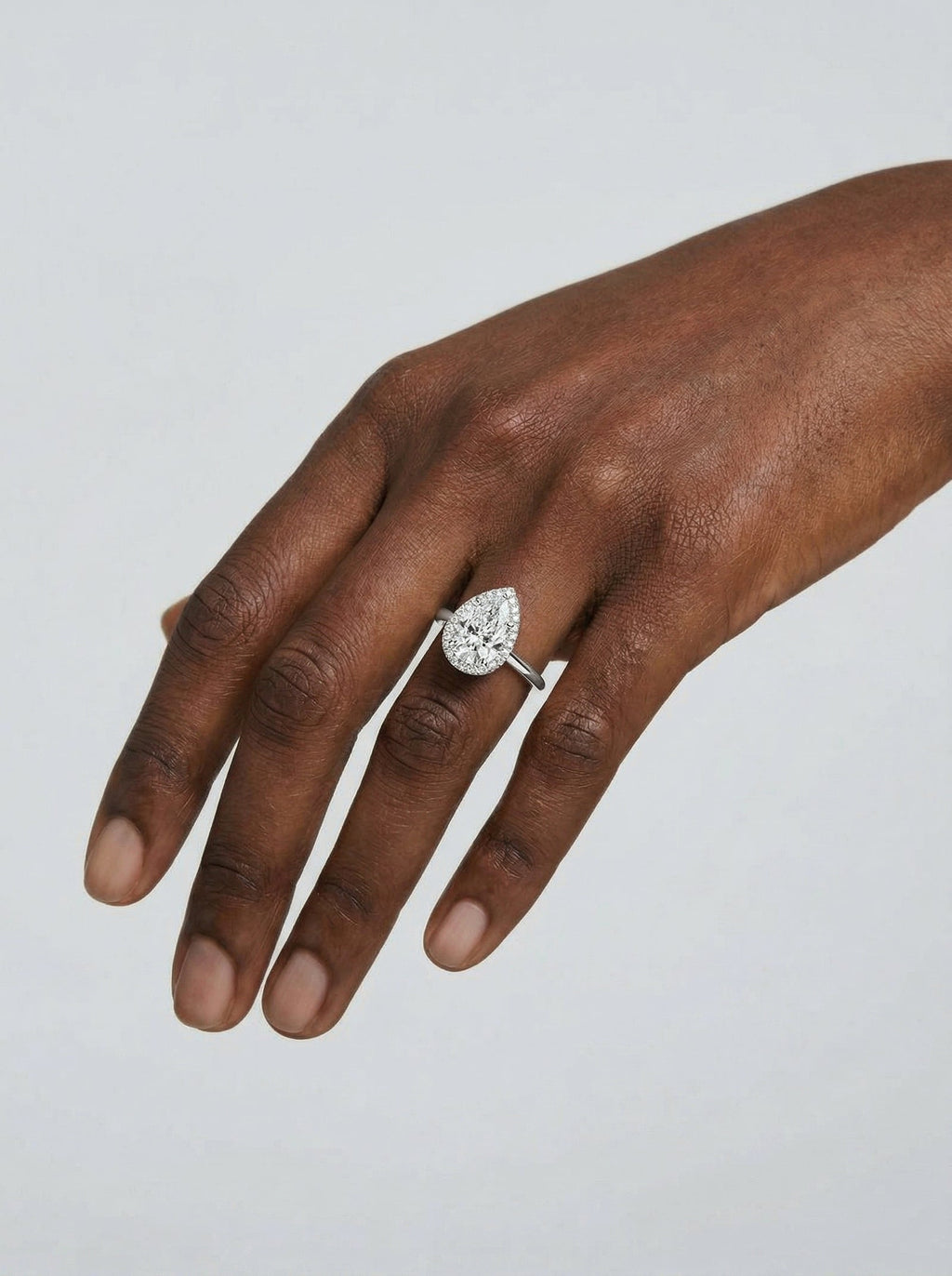 2 Carat Lab Grown Pear Cut Diamond Halo Ring