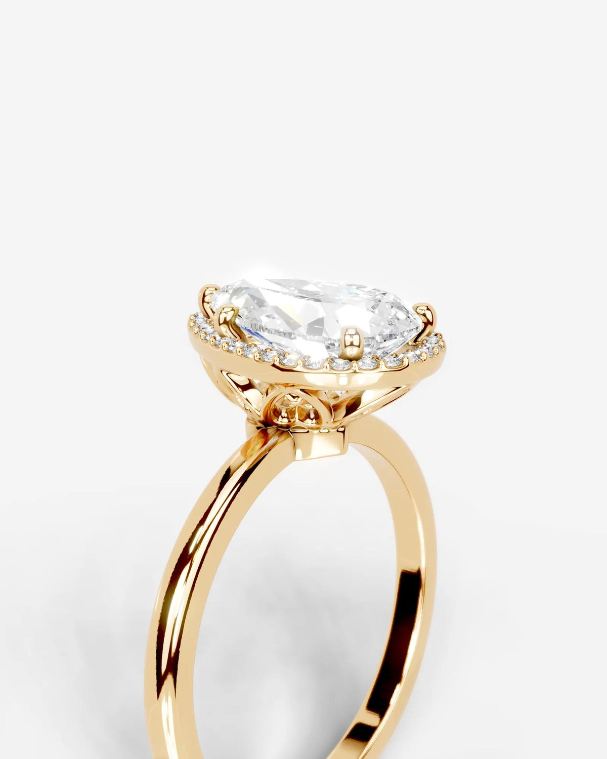 2 Carat Lab Grown Pear Cut Diamond Halo Ring