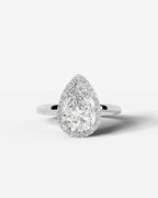2 Carat Lab Grown Pear Cut Diamond Halo Ring