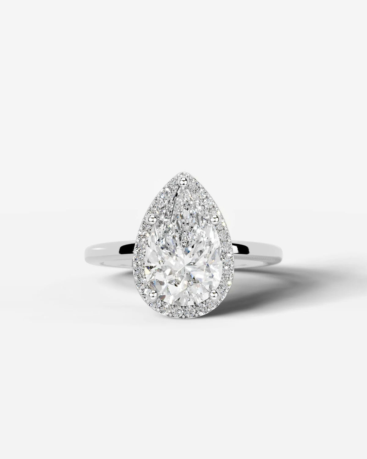 2 Carat Lab Grown Pear Cut Diamond Halo Ring