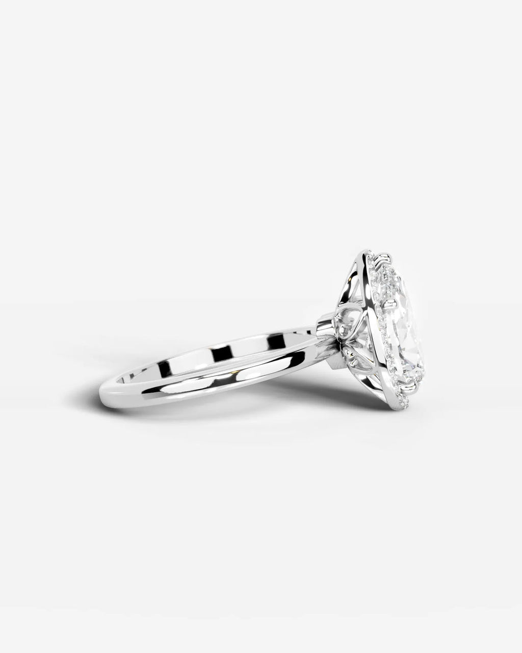 2 Carat Lab Grown Pear Cut Diamond Halo Ring