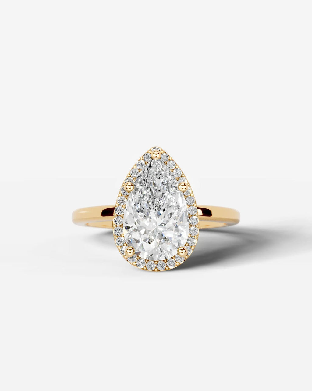 2 Carat Lab Grown Pear Cut Diamond Halo Ring
