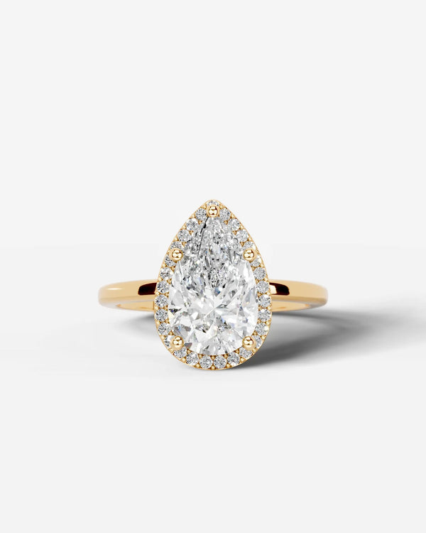 2 Carat Lab Grown Pear Cut Diamond Halo Ring