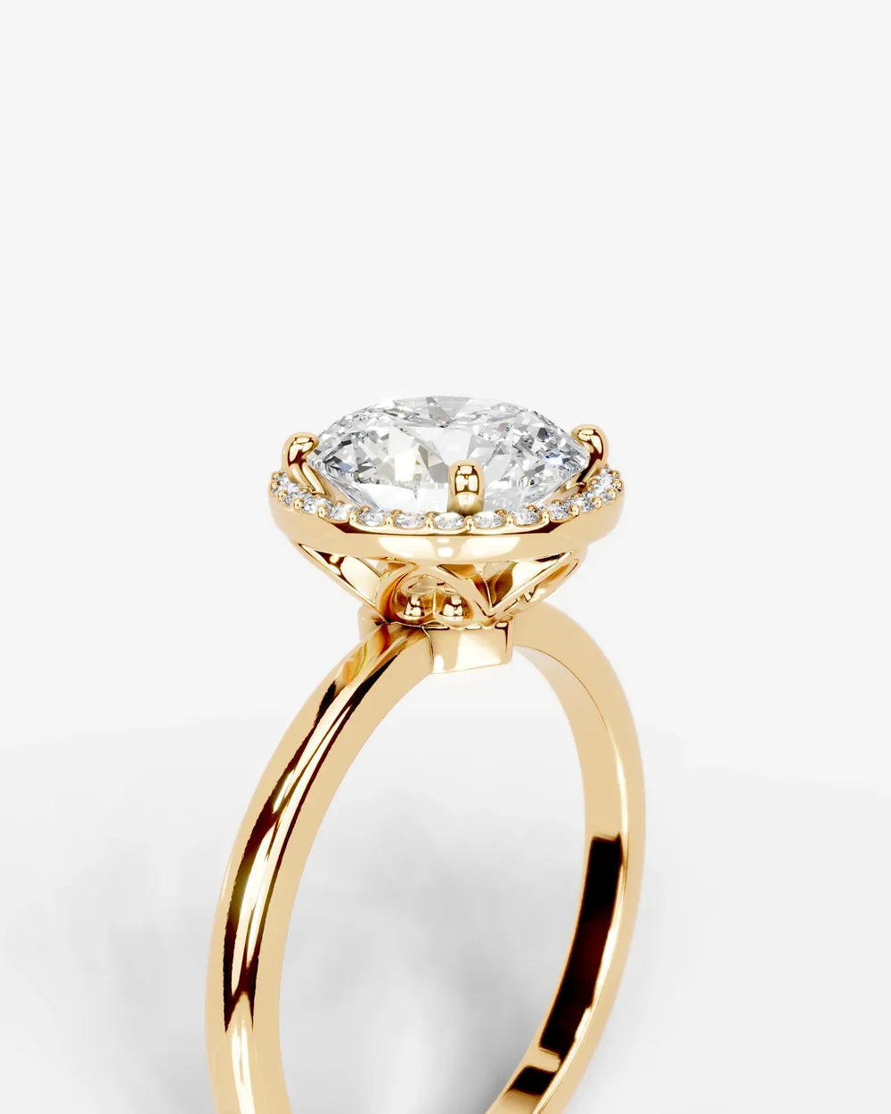 2 Carat Lab Grown Round Cut Diamond Halo Ring