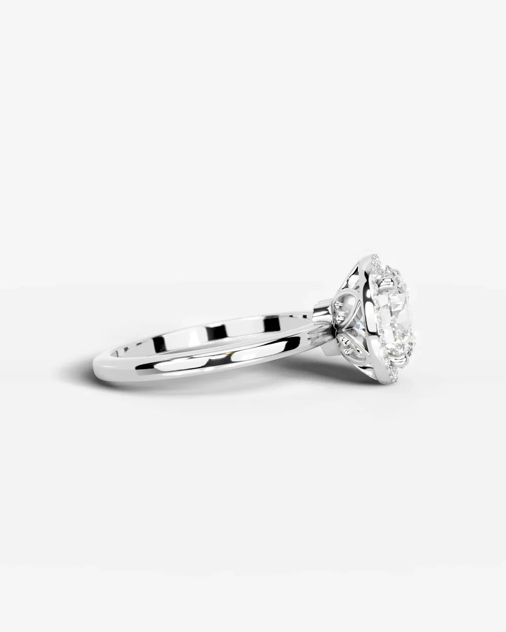 2 Carat Lab Grown Round Cut Diamond Halo Ring