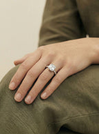 2 Carat Lab Grown Asscher Cut Bezel Set Diamond Ring