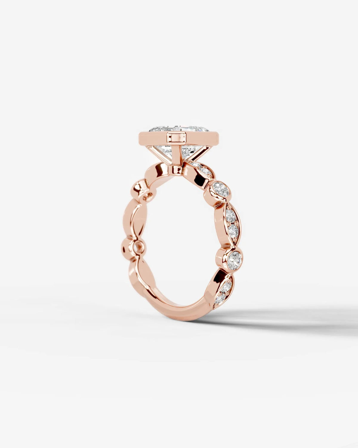 2 Carat Lab Grown Asscher Cut Bezel Set Diamond Ring