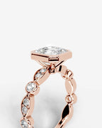 2 Carat Lab Grown Asscher Cut Bezel Set Diamond Ring