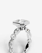 2 Carat Lab Grown Asscher Cut Bezel Set Diamond Ring