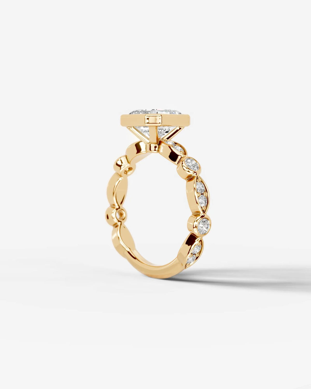2 Carat Lab Grown Asscher Cut Bezel Set Diamond Ring