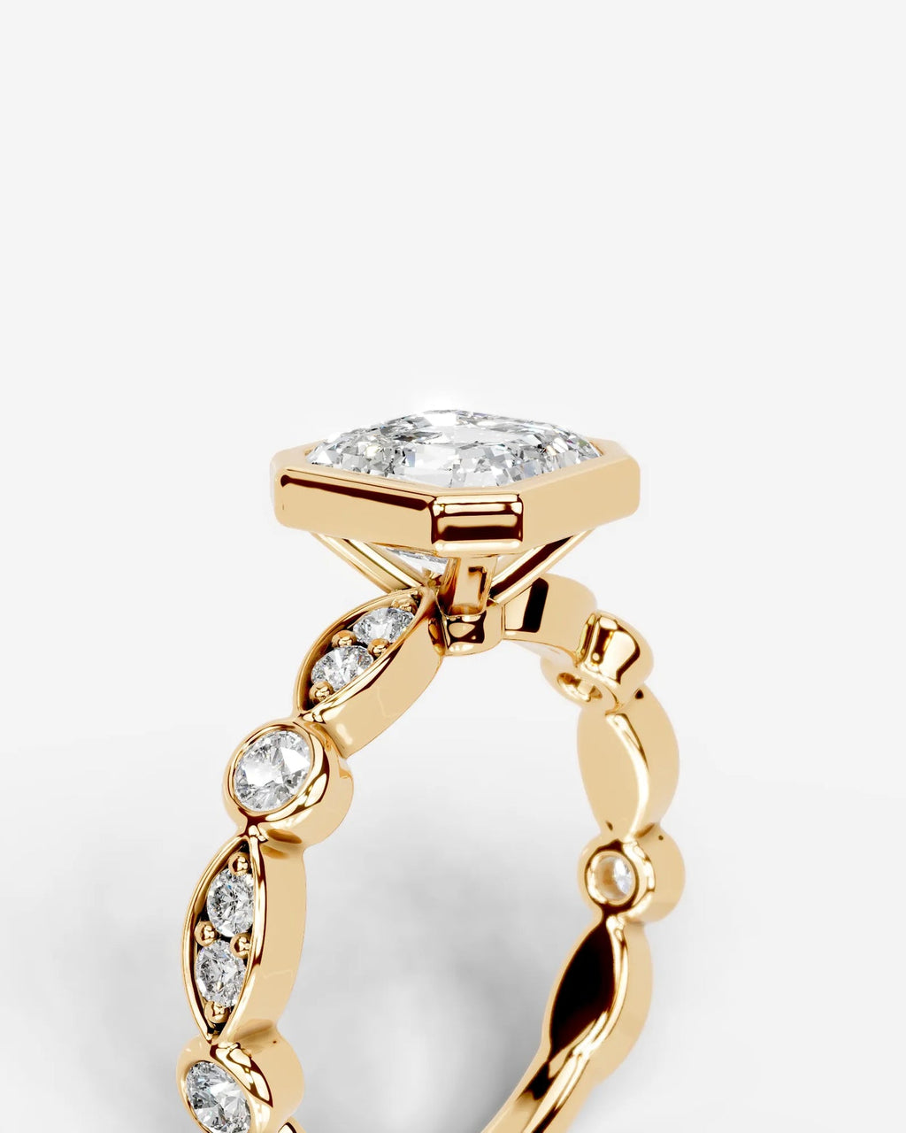 2 Carat Lab Grown Asscher Cut Bezel Set Diamond Ring