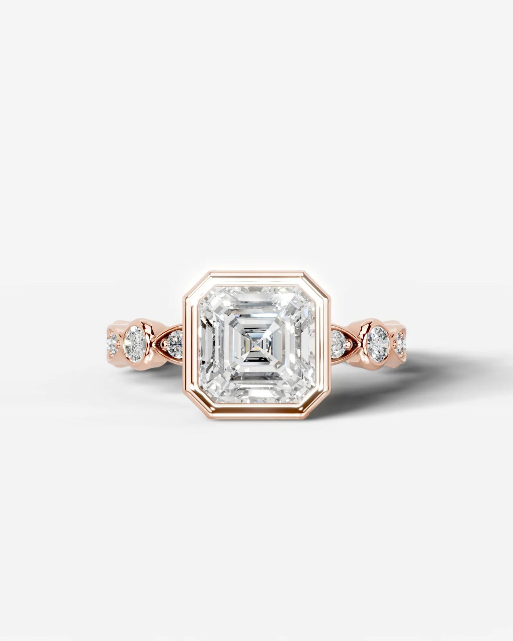 2 Carat Lab Grown Asscher Cut Bezel Set Diamond Ring