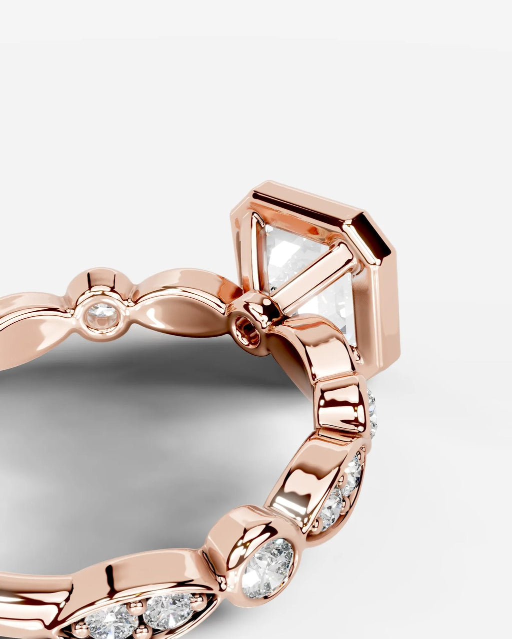 2 Carat Lab Grown Asscher Cut Bezel Set Diamond Ring