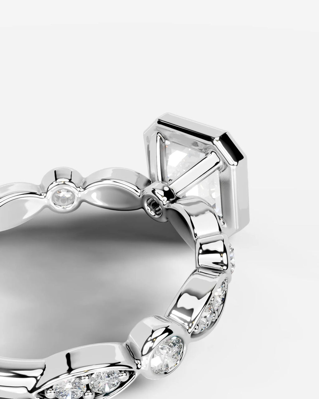 2 Carat Lab Grown Asscher Cut Bezel Set Diamond Ring