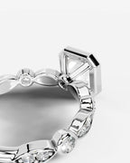 2 Carat Lab Grown Asscher Cut Bezel Set Diamond Ring