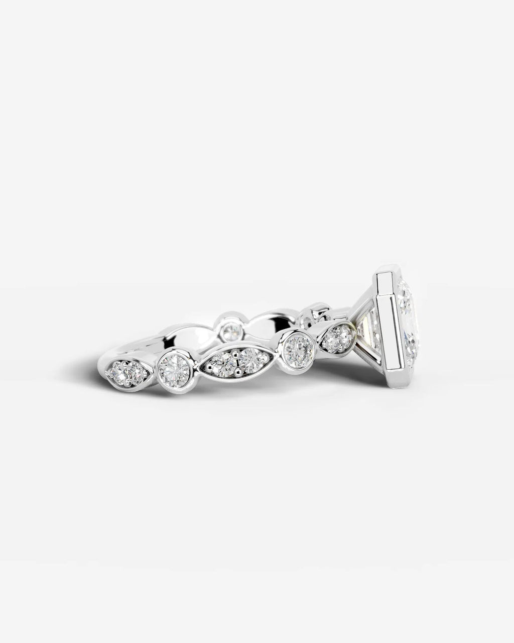 2 Carat Lab Grown Asscher Cut Bezel Set Diamond Ring