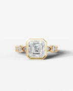 2 Carat Lab Grown Asscher Cut Bezel Set Diamond Ring