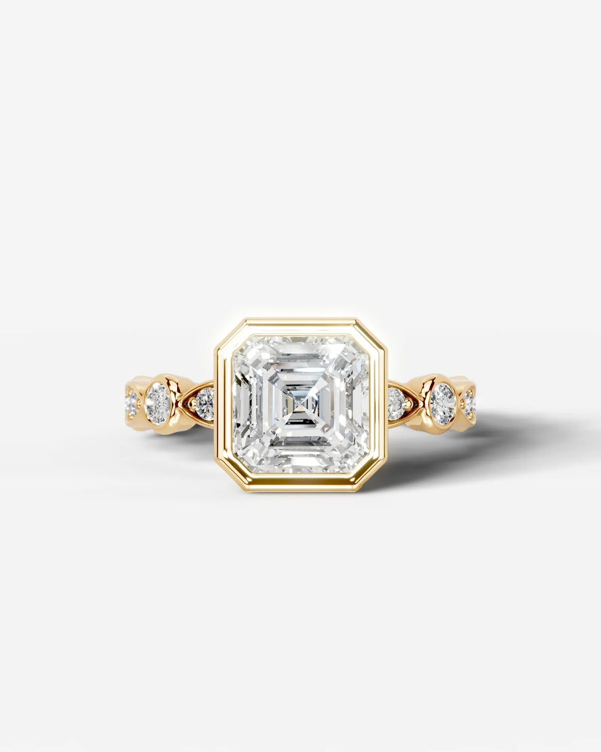 2 Carat Lab Grown Asscher Cut Bezel Set Diamond Ring
