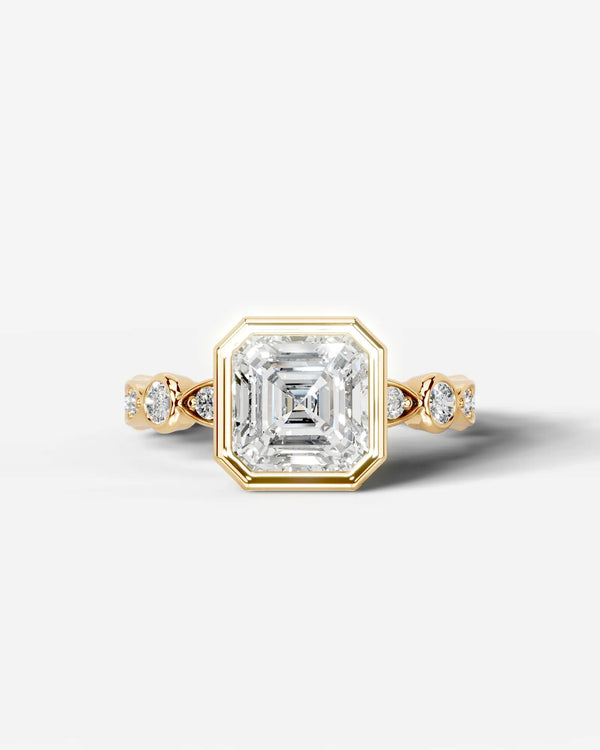 2 Carat Lab Grown Asscher Cut Bezel Set Diamond Ring
