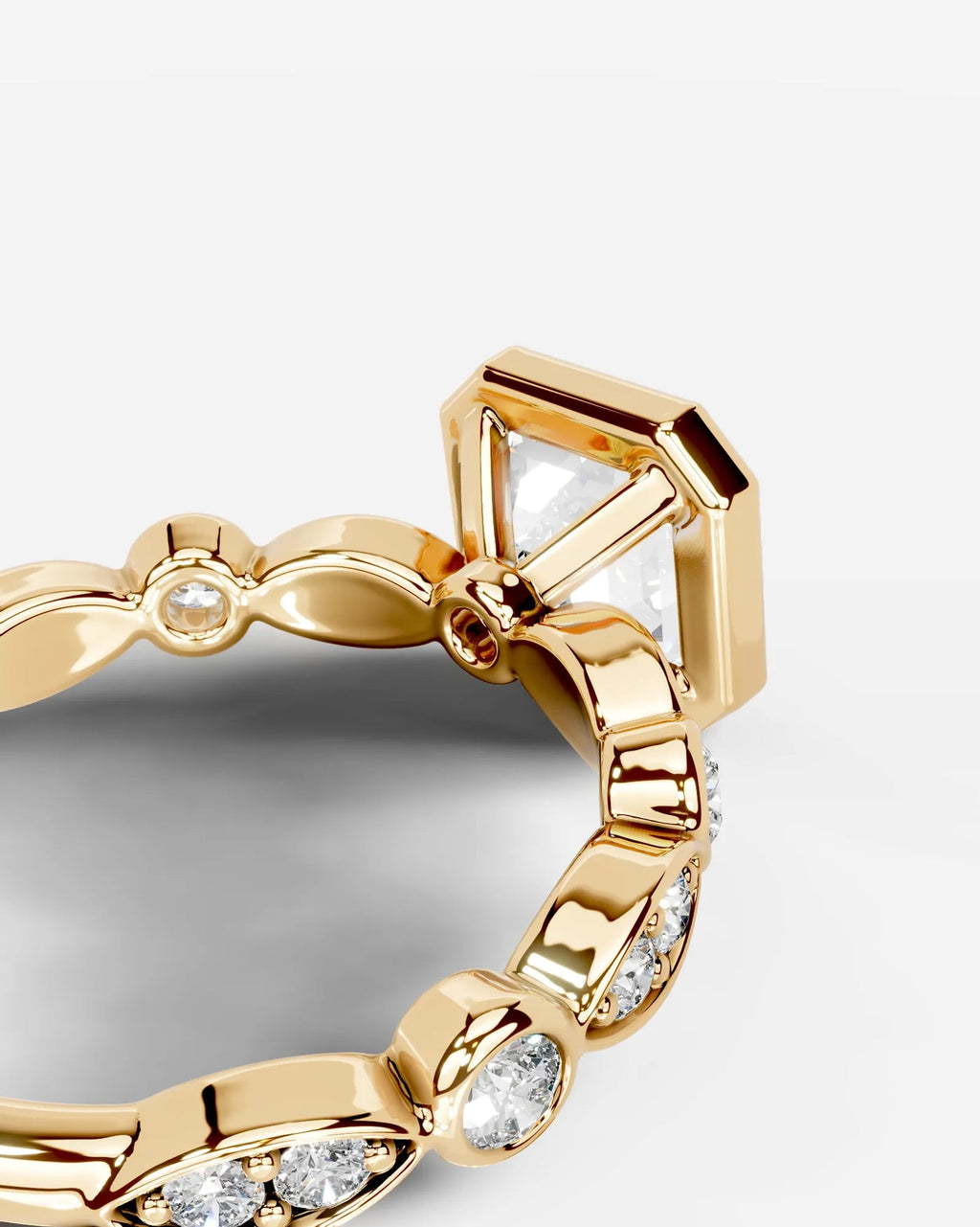 2 Carat Lab Grown Asscher Cut Bezel Set Diamond Ring