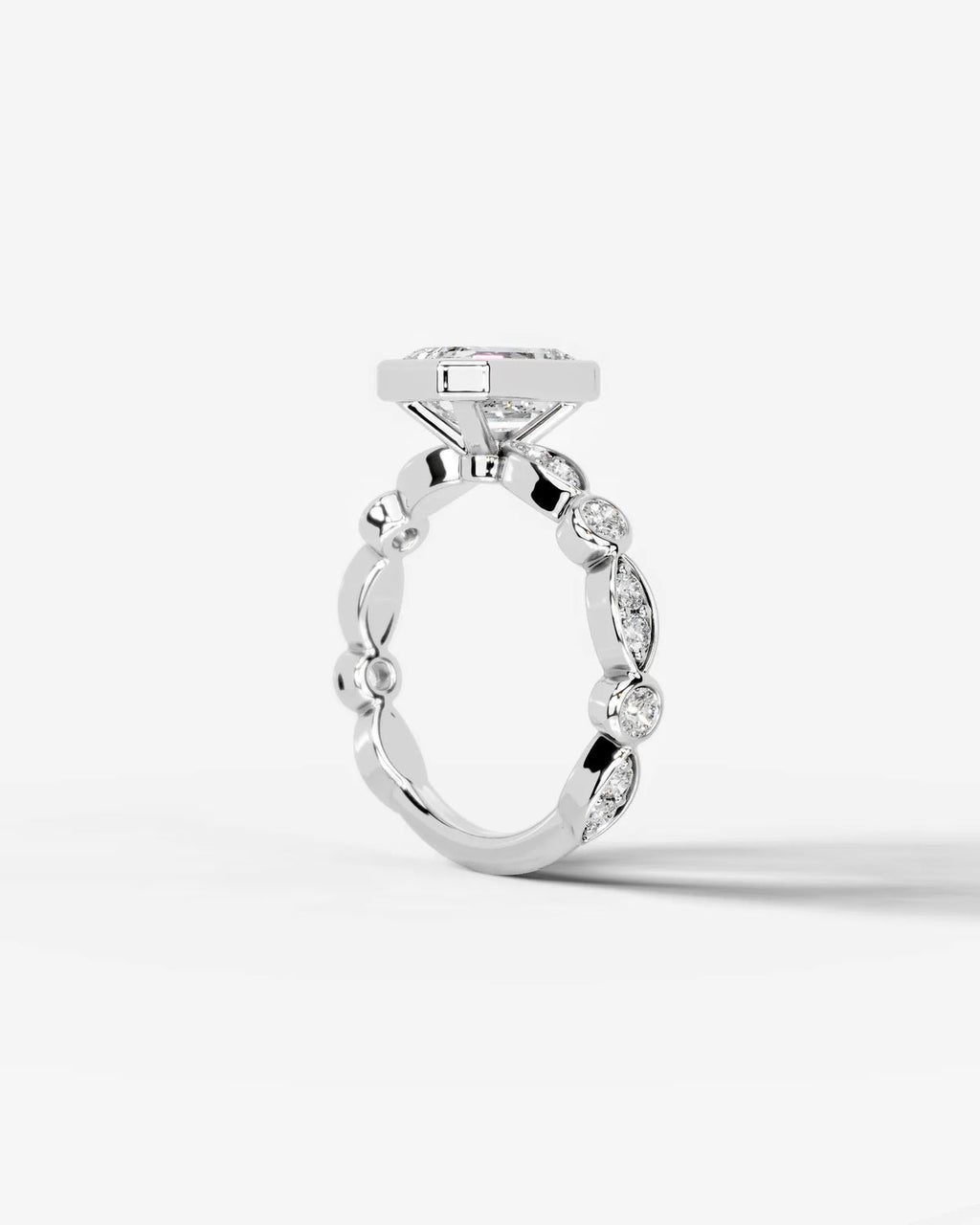 2 Carat Lab Grown Emerald Cut Bezel Set Diamond Ring