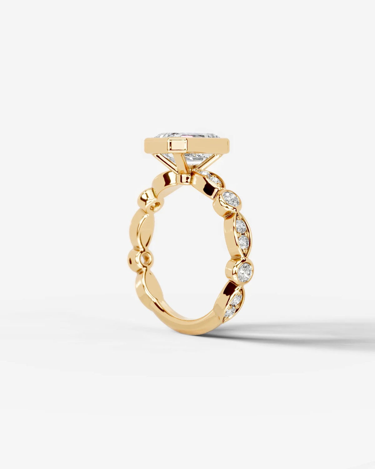 2 Carat Lab Grown Emerald Cut Bezel Set Diamond Ring