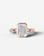 2 Carat Lab Grown Emerald Cut Bezel Set Diamond Ring