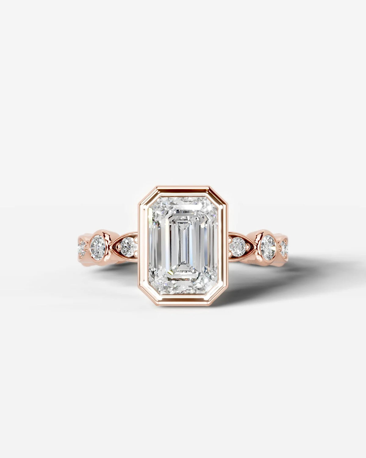 2 Carat Lab Grown Emerald Cut Bezel Set Diamond Ring