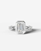 2 Carat Lab Grown Emerald Cut Bezel Set Diamond Ring