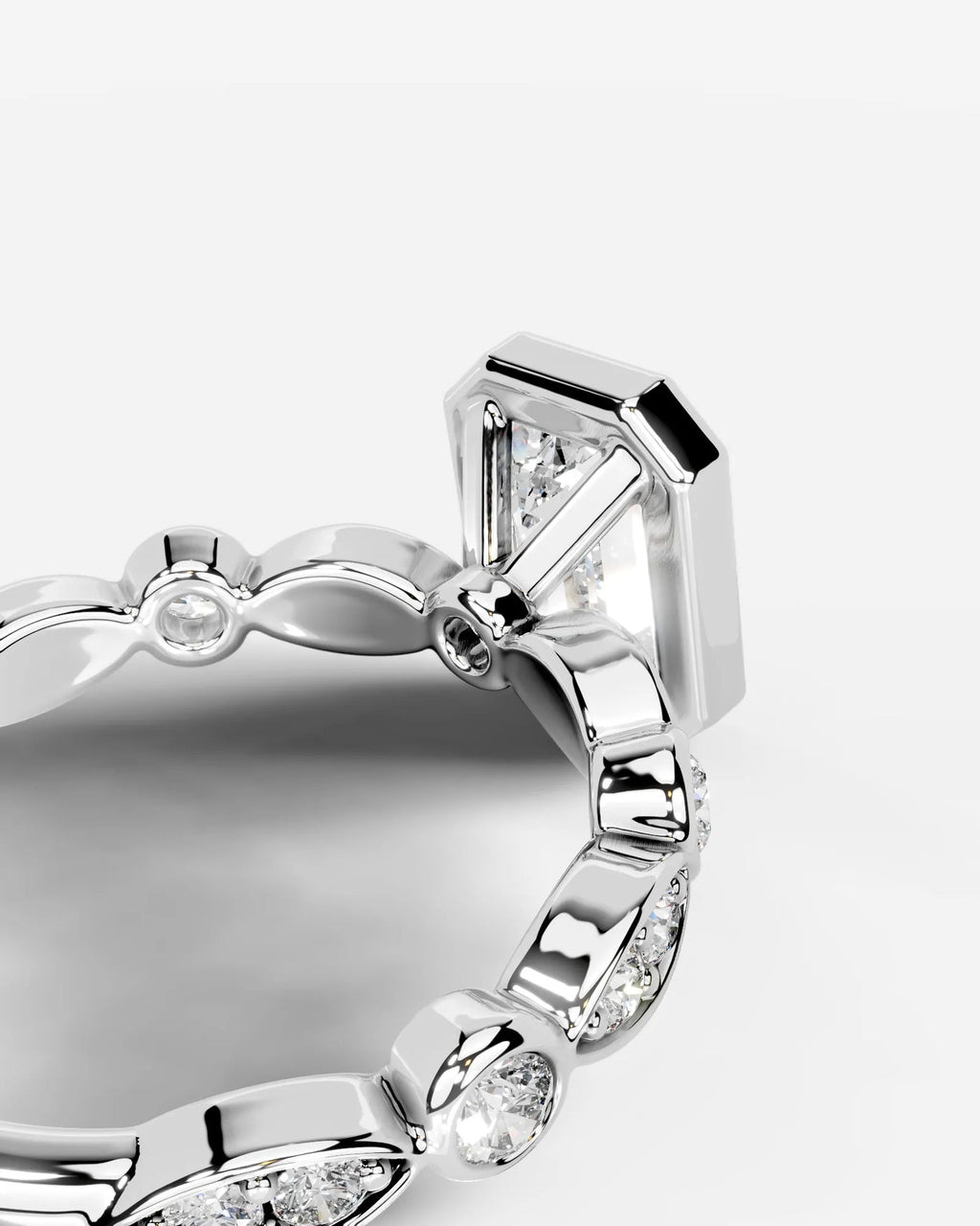 2 Carat Lab Grown Emerald Cut Bezel Set Diamond Ring