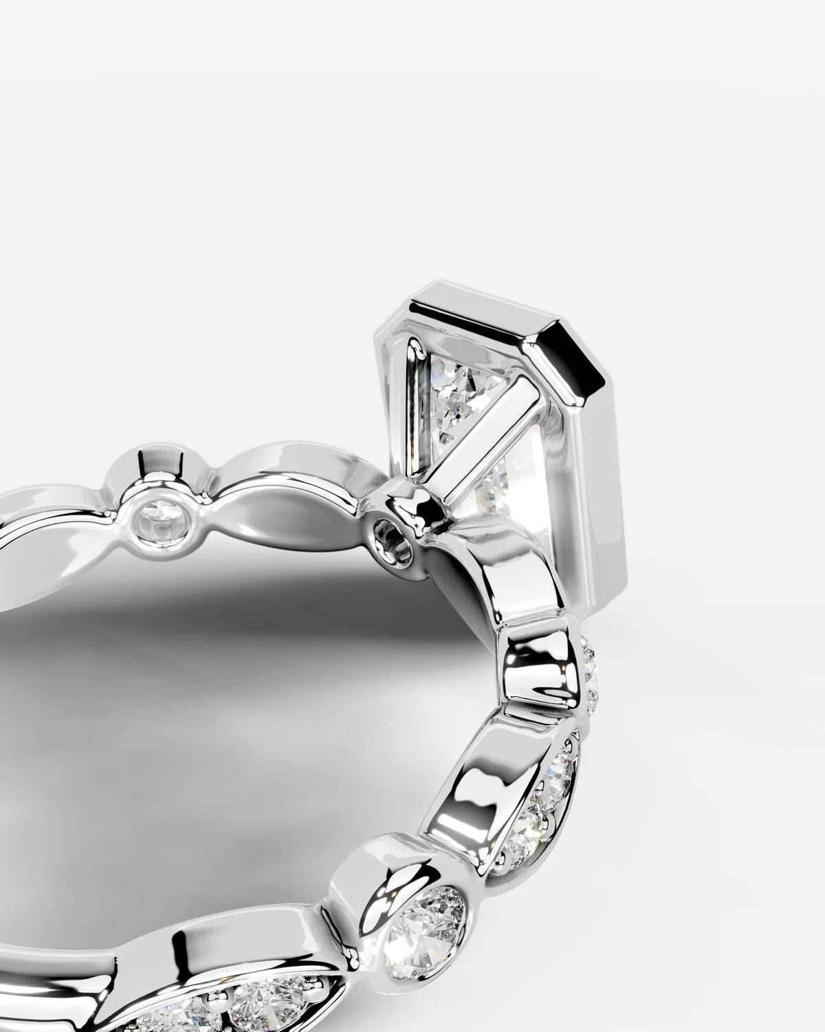 2 Carat Lab Grown Emerald Cut Bezel Set Diamond Ring