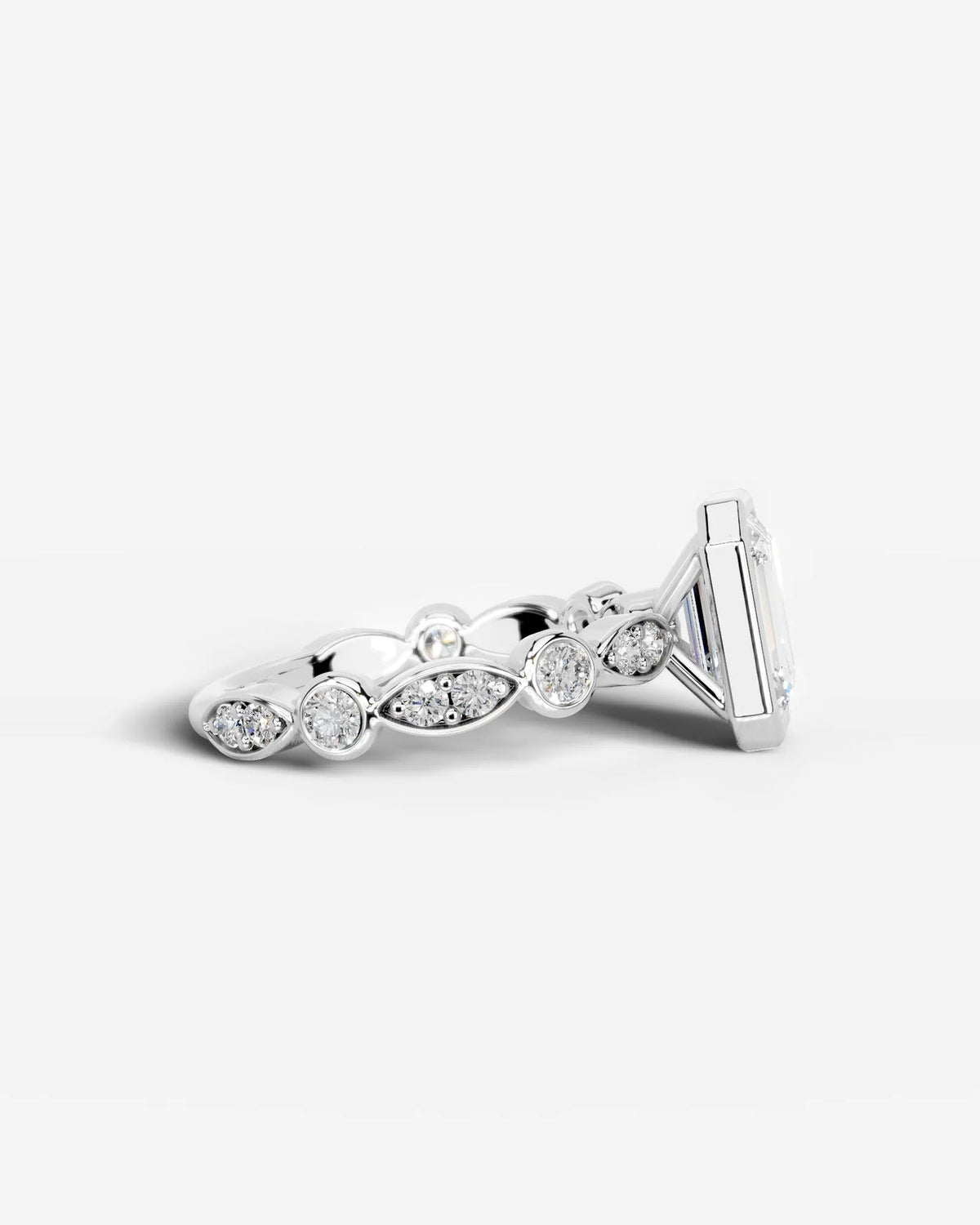 2 Carat Lab Grown Emerald Cut Bezel Set Diamond Ring