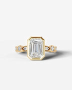 2 Carat Lab Grown Emerald Cut Bezel Set Diamond Ring