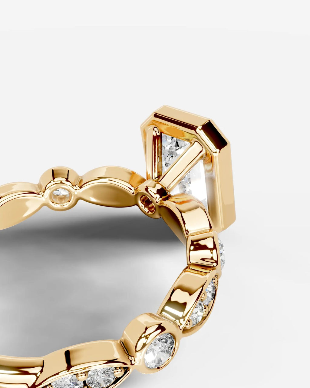2 Carat Lab Grown Emerald Cut Bezel Set Diamond Ring