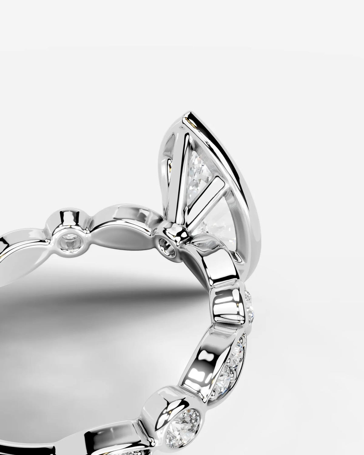 2 Carat Lab Grown Marquise Cut Bezel Set Diamond Ring