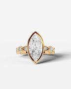 2 Carat Lab Grown Marquise Cut Bezel Set Diamond Ring