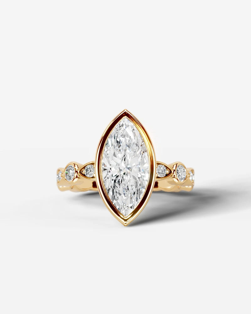 2 Carat Lab Grown Marquise Cut Bezel Set Diamond Ring