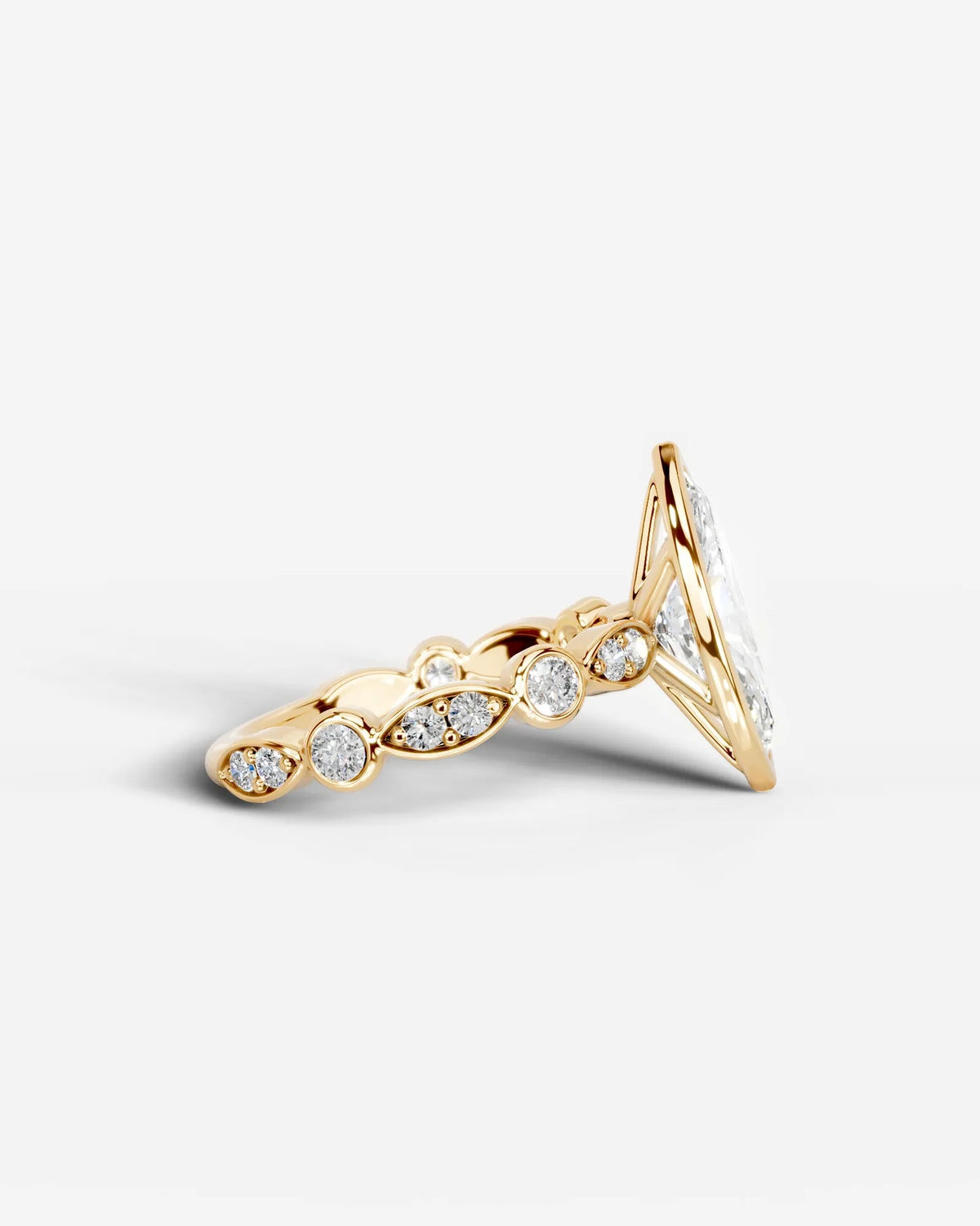 2 Carat Lab Grown Marquise Cut Bezel Set Diamond Ring