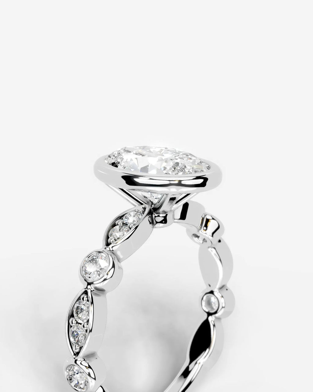 2 Carat Lab Grown Oval Cut Bezel Set Diamond Statement Ring