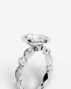 2 Carat Lab Grown Oval Cut Bezel Set Diamond Statement Ring
