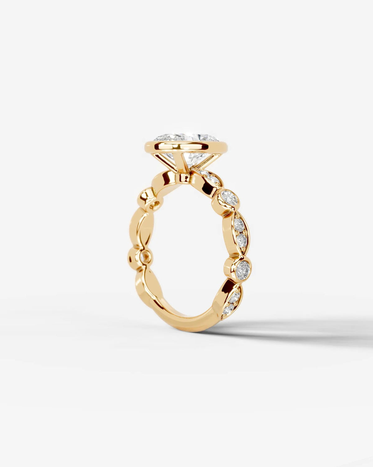 2 Carat Lab Grown Oval Cut Bezel Set Diamond Statement Ring