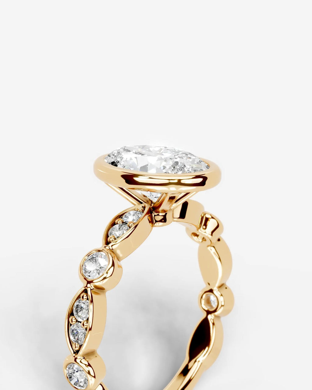2 Carat Lab Grown Oval Cut Bezel Set Diamond Statement Ring