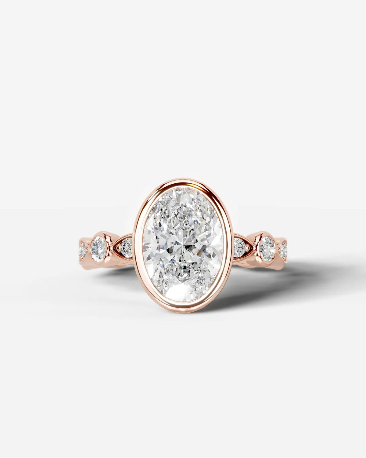 2 Carat Lab Grown Oval Cut Bezel Set Diamond Statement Ring