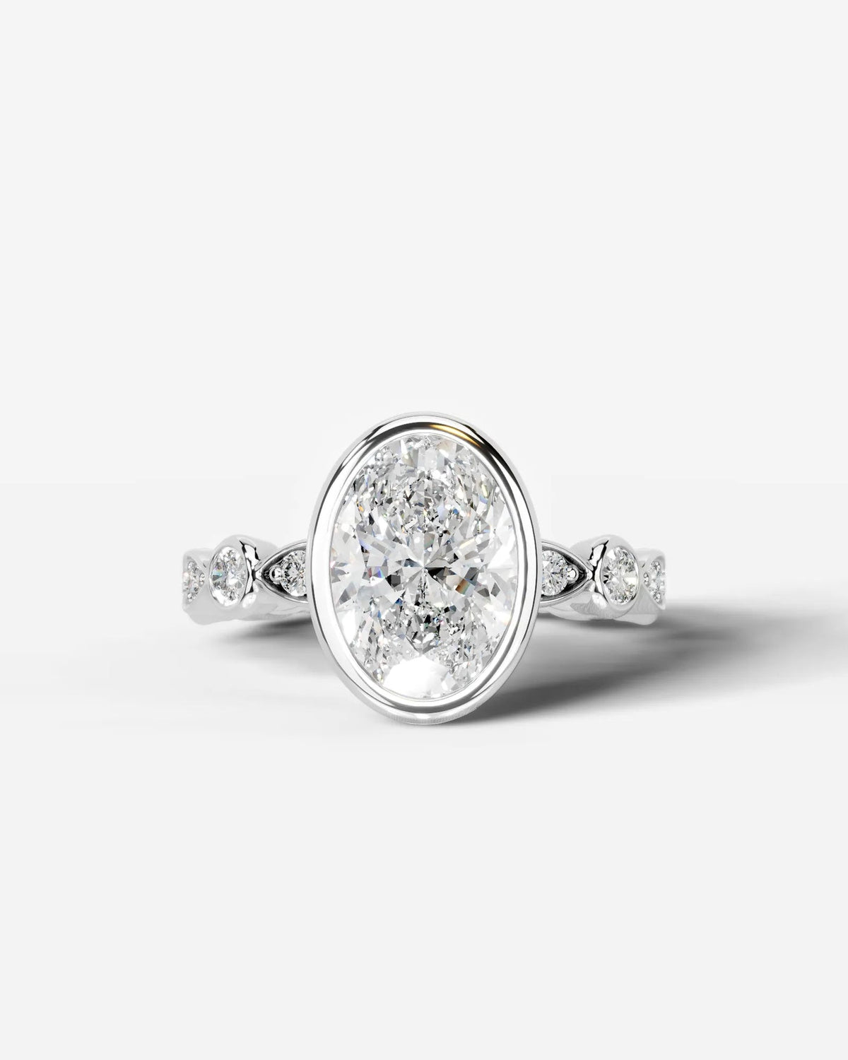 2 Carat Lab Grown Oval Cut Bezel Set Diamond Statement Ring