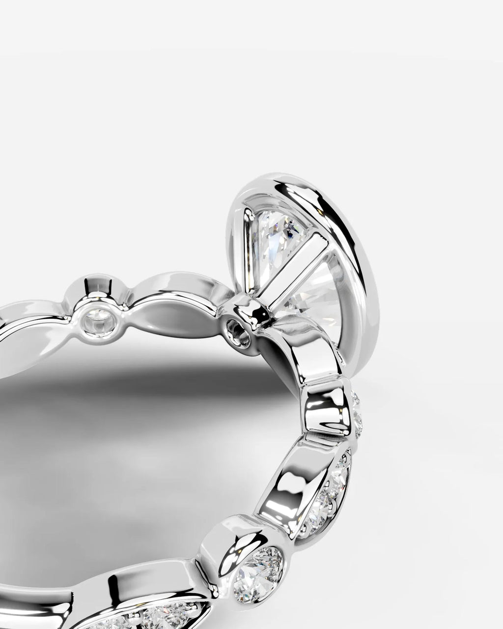 2 Carat Lab Grown Oval Cut Bezel Set Diamond Statement Ring