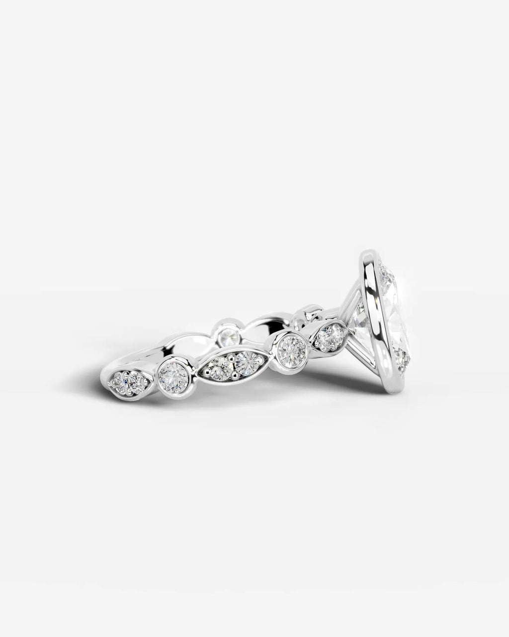 2 Carat Lab Grown Oval Cut Bezel Set Diamond Statement Ring