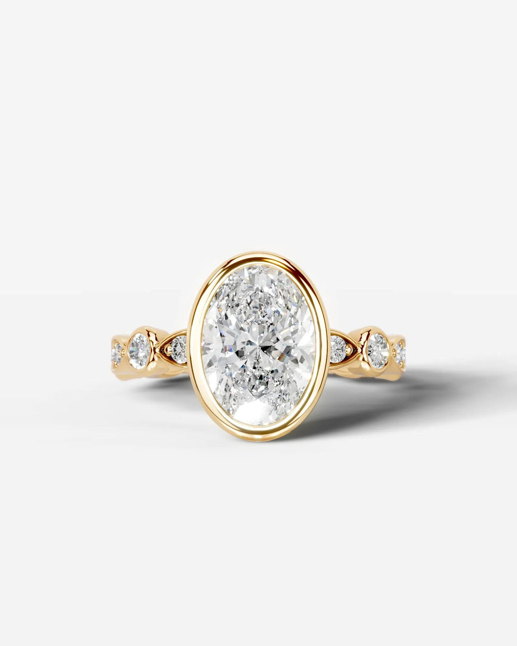 2 Carat Lab Grown Oval Cut Bezel Set Diamond Statement Ring