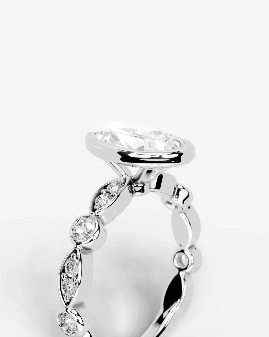 2 Carat Lab Grown Pear Cut Bezel Set Diamond Ring