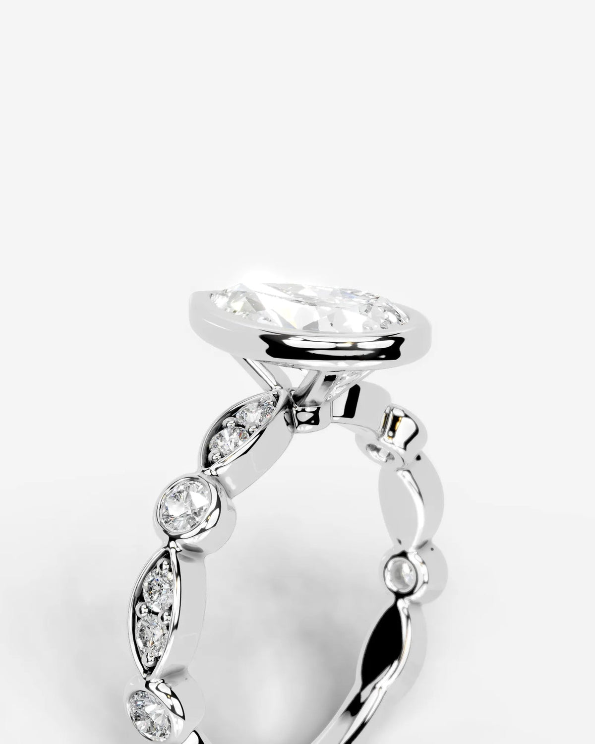 2 Carat Lab Grown Pear Cut Bezel Set Diamond Ring